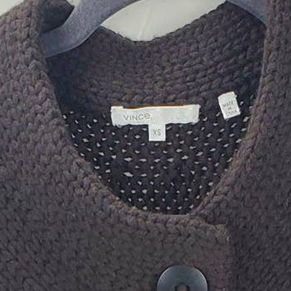 Vince Crochet Cable Knit Wool Sweater XS Chocolate Brown Top Minimalist Neutral - Picture 2 of 9